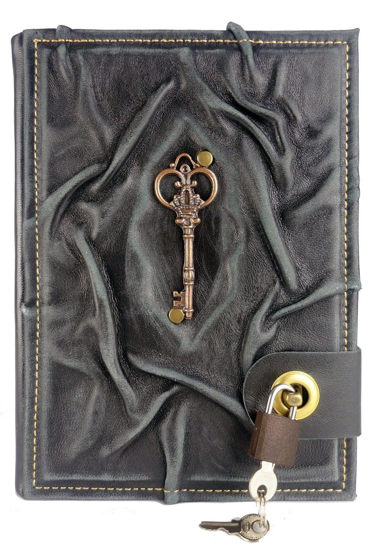 Antique Key Lock Notebook – 384 Pages, Soft Leather Cover with Padlock