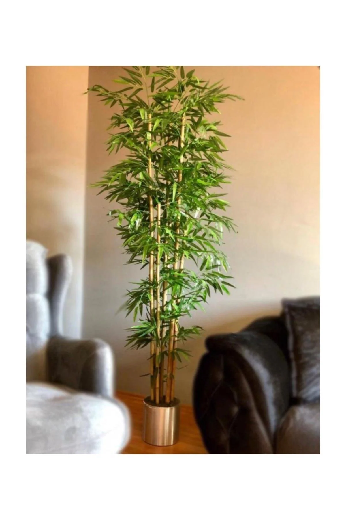 2 m Artificial Bamboo Tree with Galvanized Pot – Outdoor‑Ready Decorative Plant