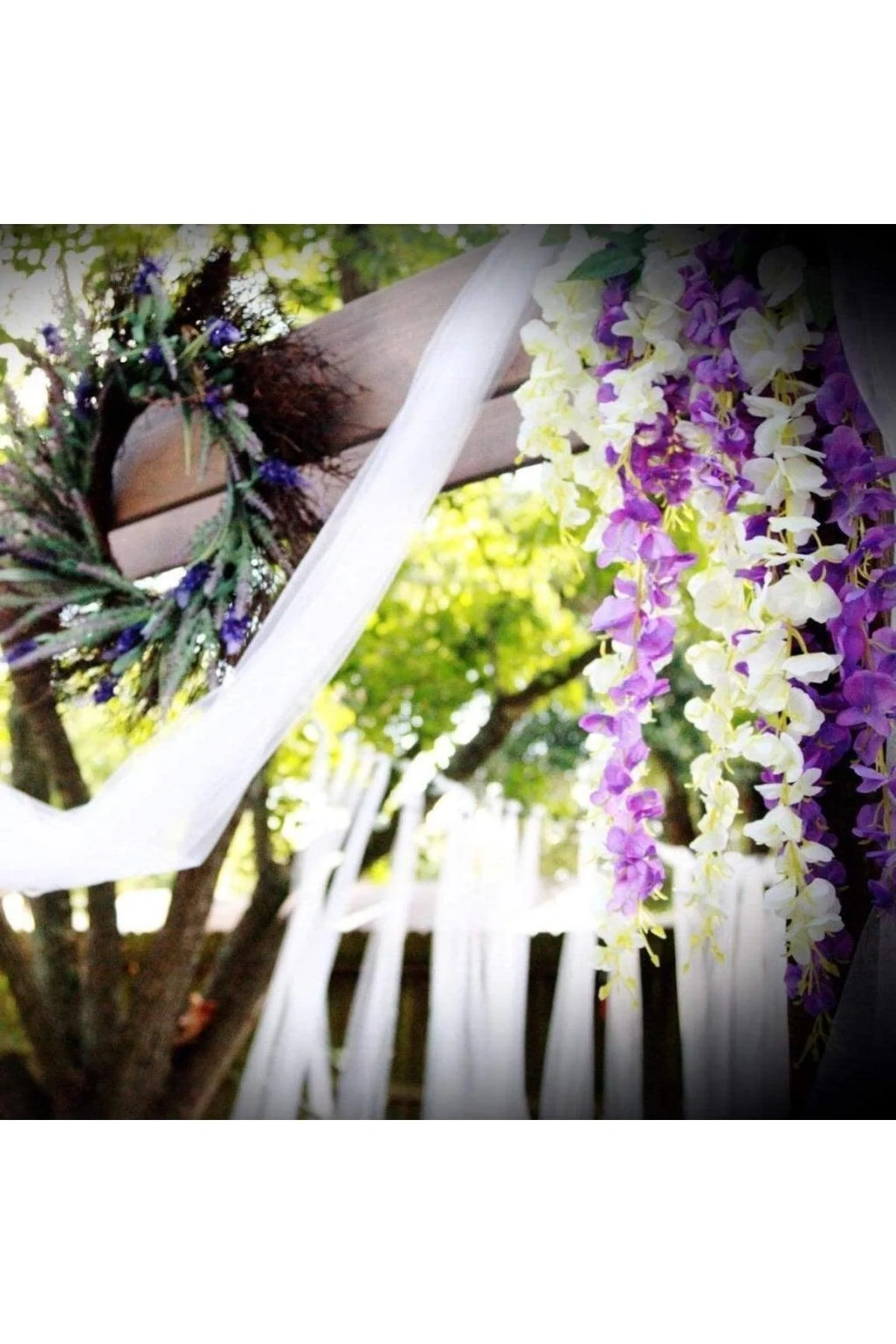 White Artificial Acacia Flower Branches – 4‑Piece Hanging Set, 70 cm