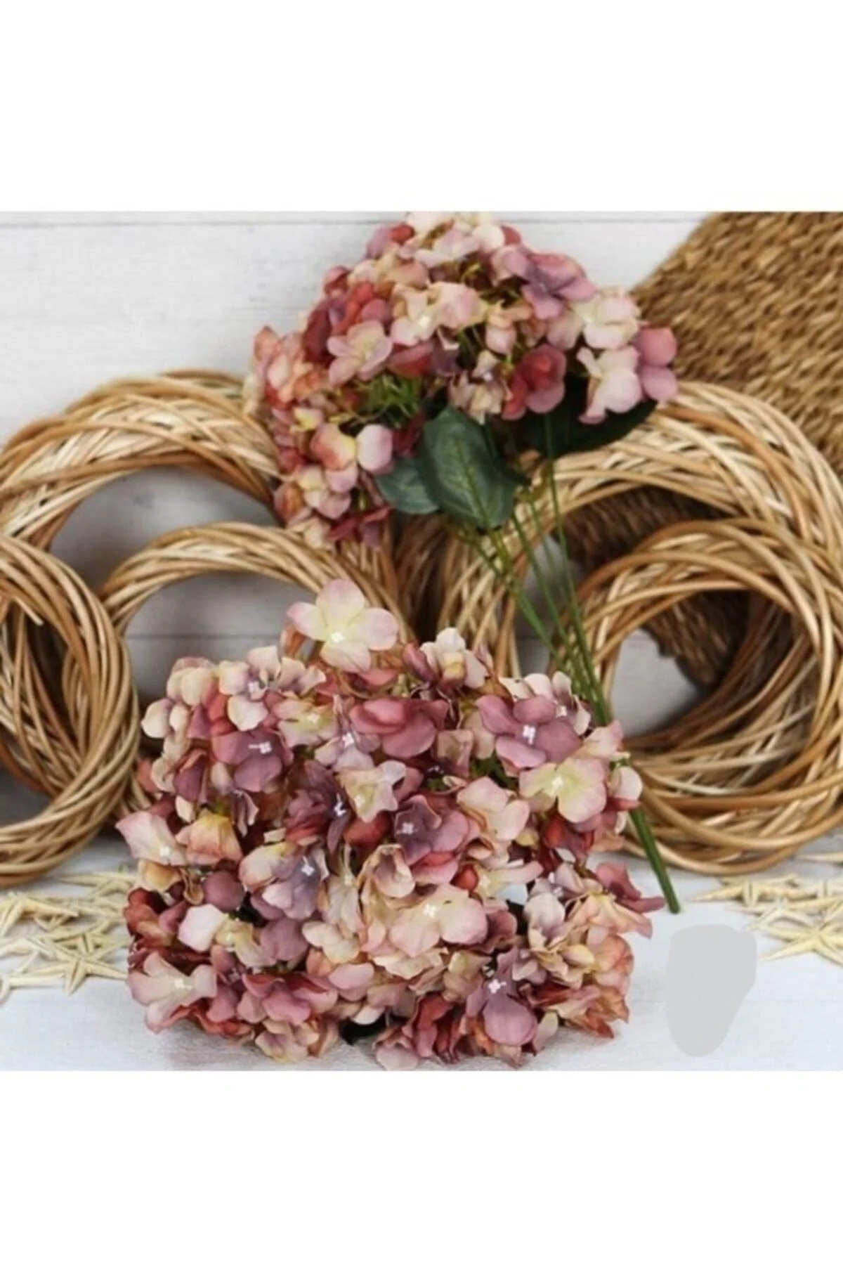 Pastel hydrangea artificial flower bunch 42 cm long