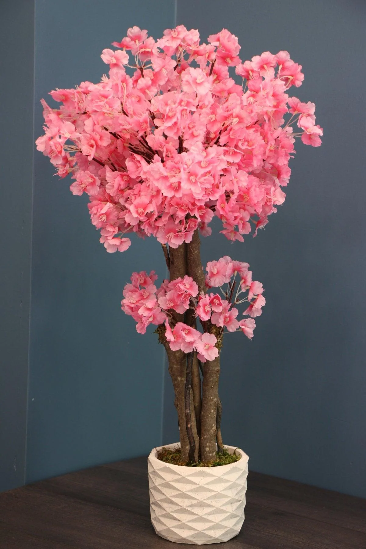Pink artificial Japanese sprig tree 80 cm with concrete pot