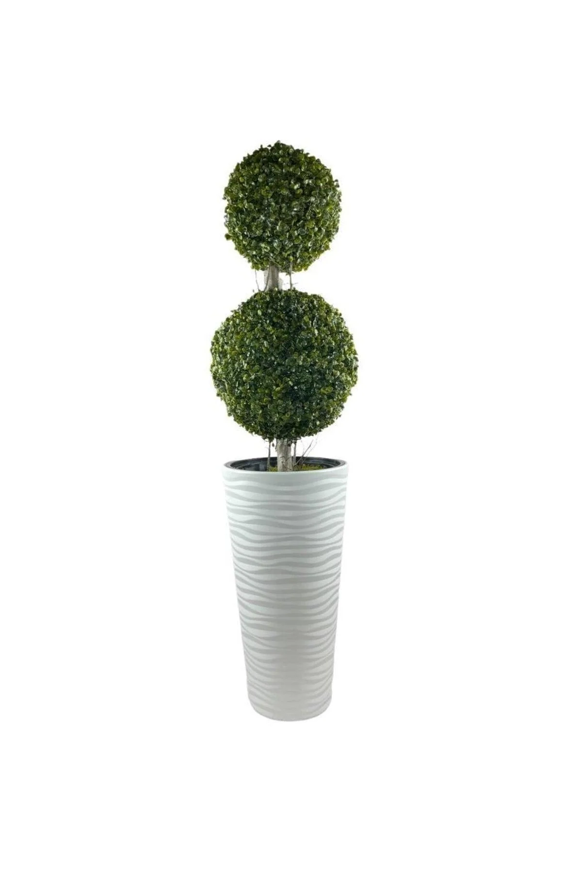 White Artificial Beach Tree with Two Boxwood Balls – 130 cm Height