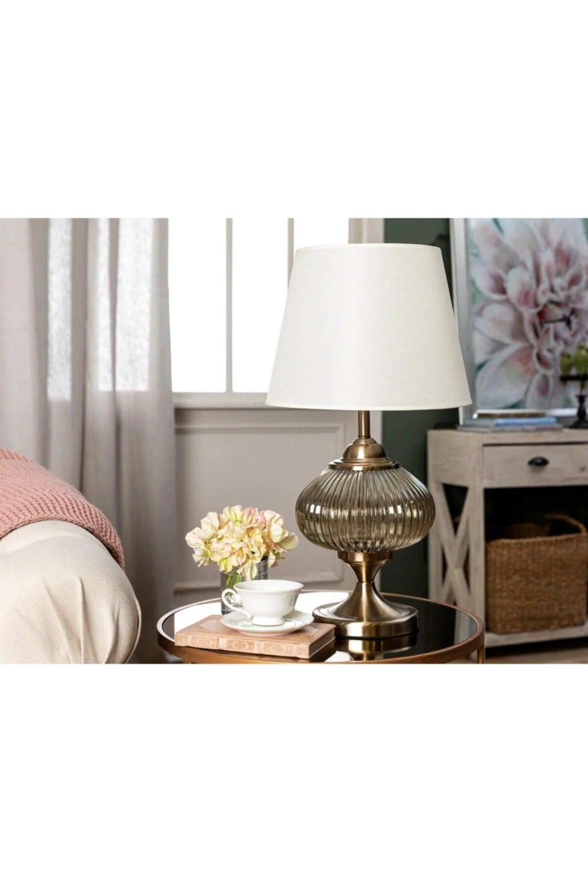 Brass and Glass Lampshade with Serene Ambient Lighting