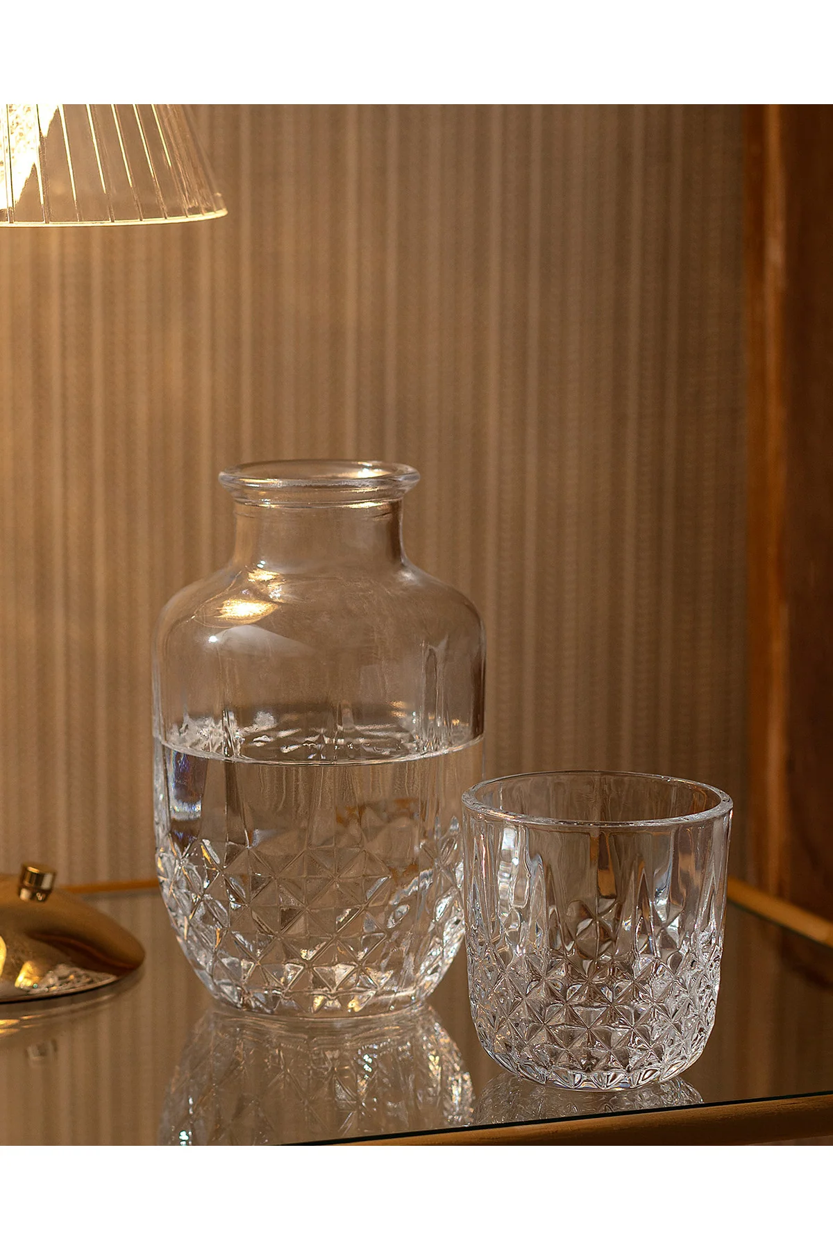 525 ml glass bedside water jug with matching glass