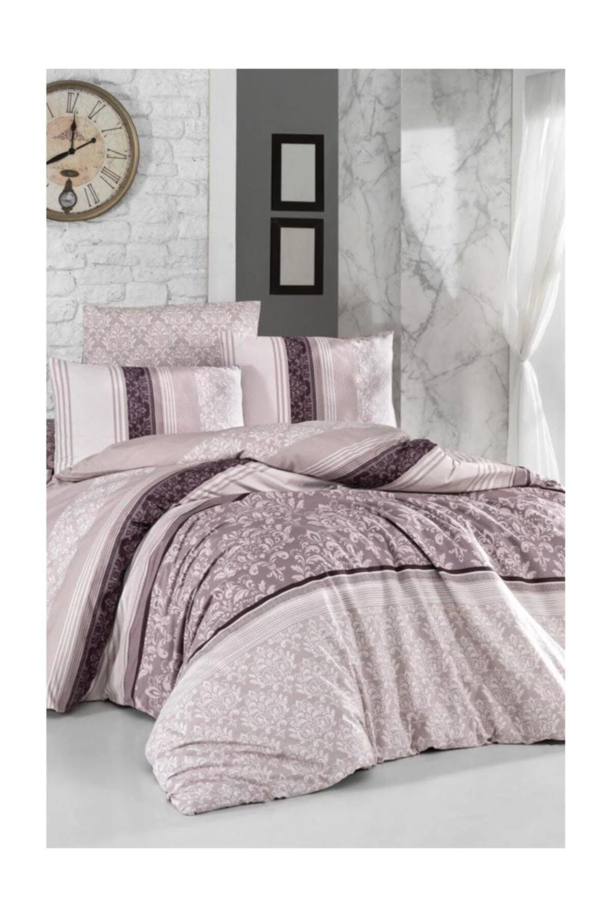 Double cotton terry duvet cover set with two pillowcases