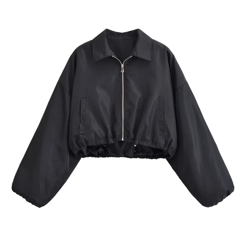 Autumn Short Jacket With Turn-down Collar