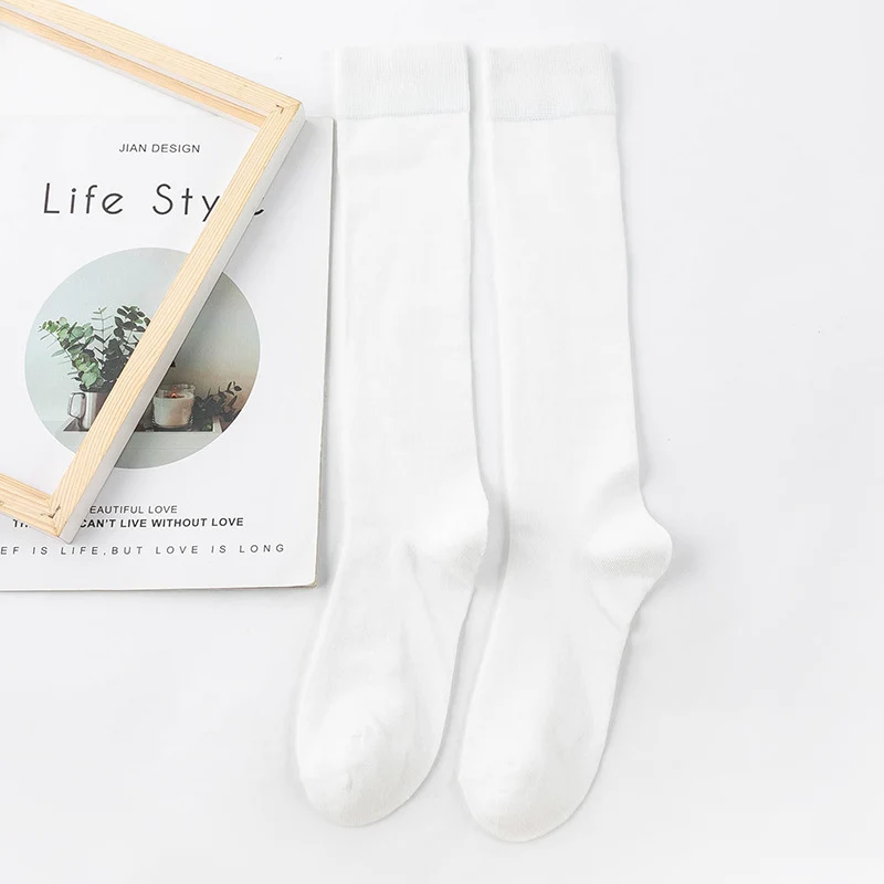 Autumn Winter Solid Color Knee Socks for Women