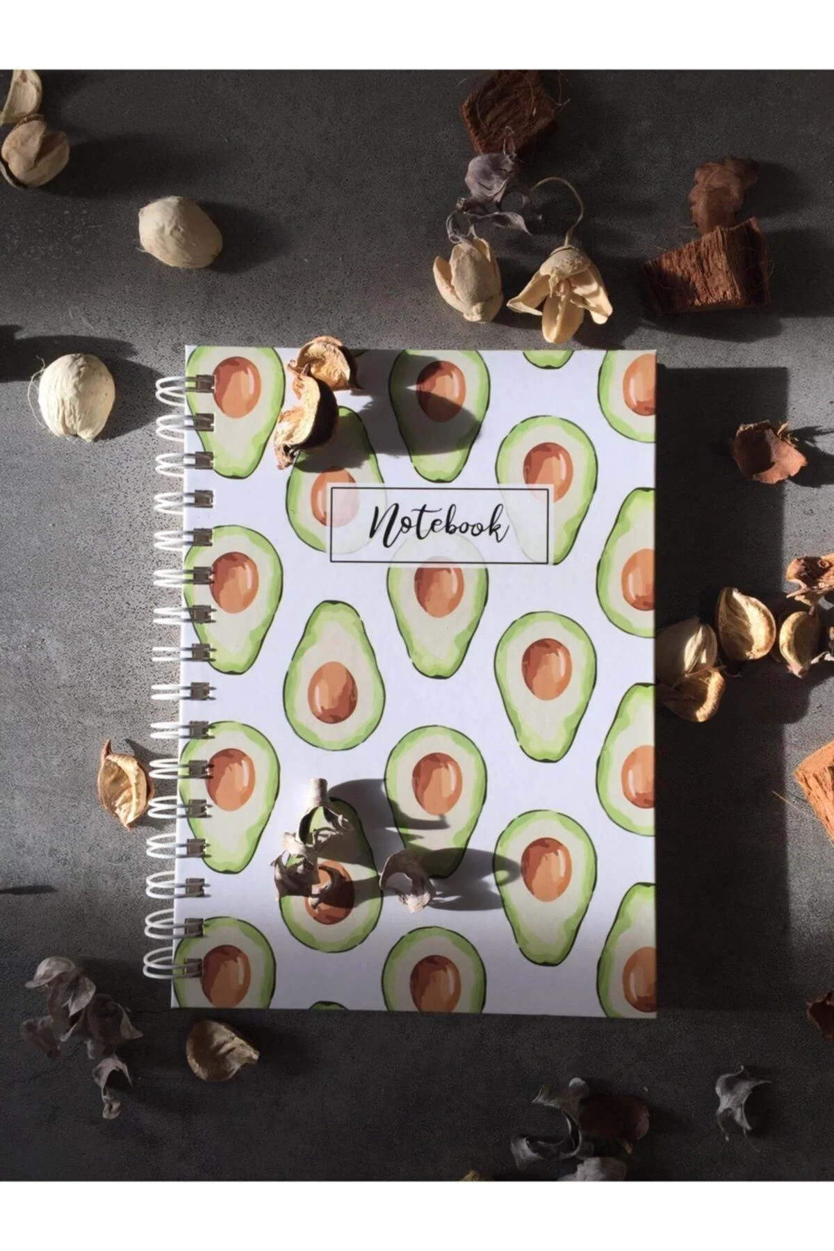 100-Page Unlined Spiral Notebook with Avocado Pattern, A5 Size