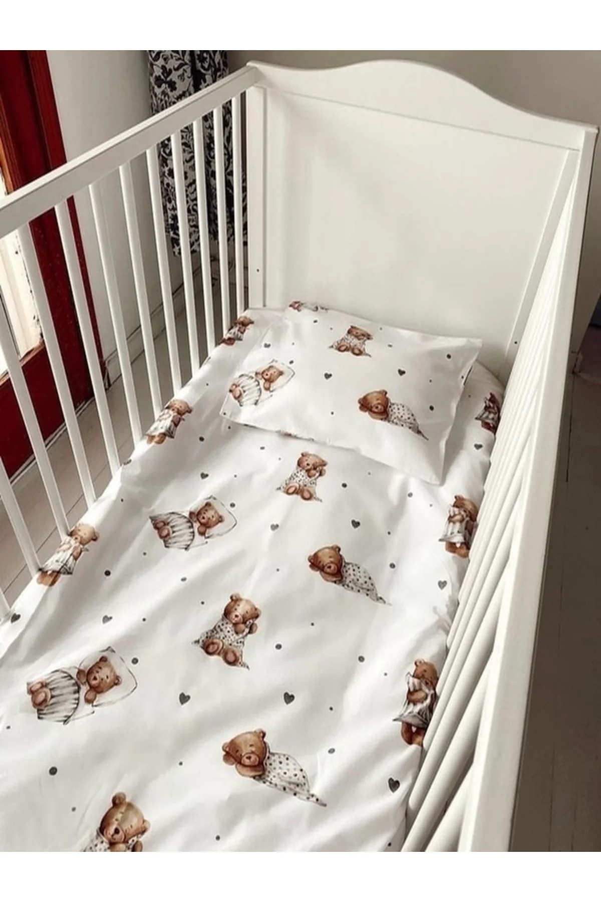 Organic cotton baby bedding set for 60x120 or 70x130 crib mattresses
