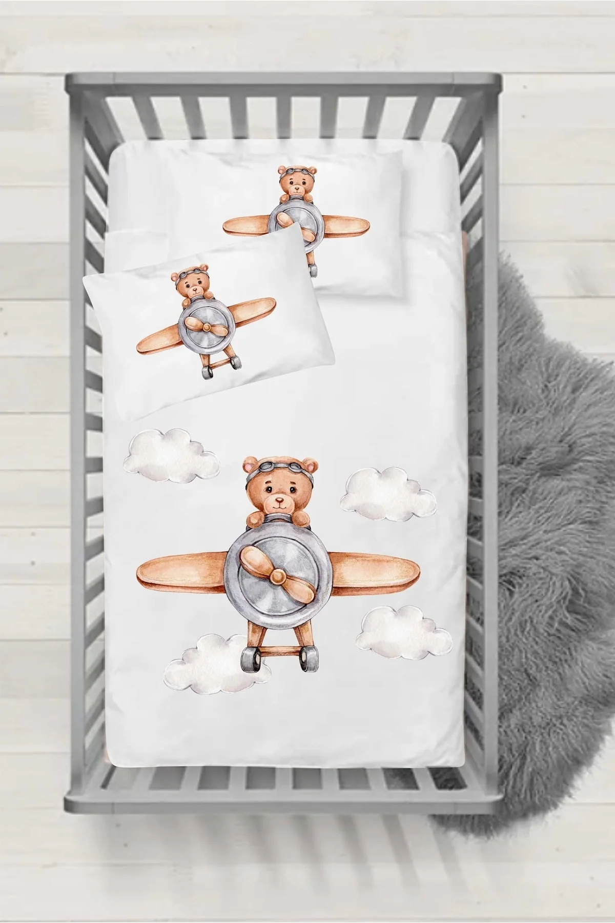Cute teddy bear design kids duvet cover set