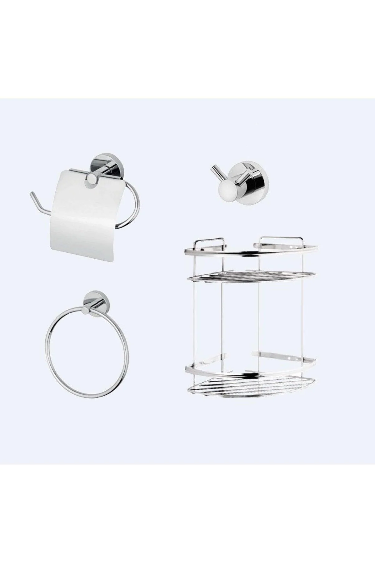 4-piece bathroom organizer set with zinc alloy and stainless steel holders