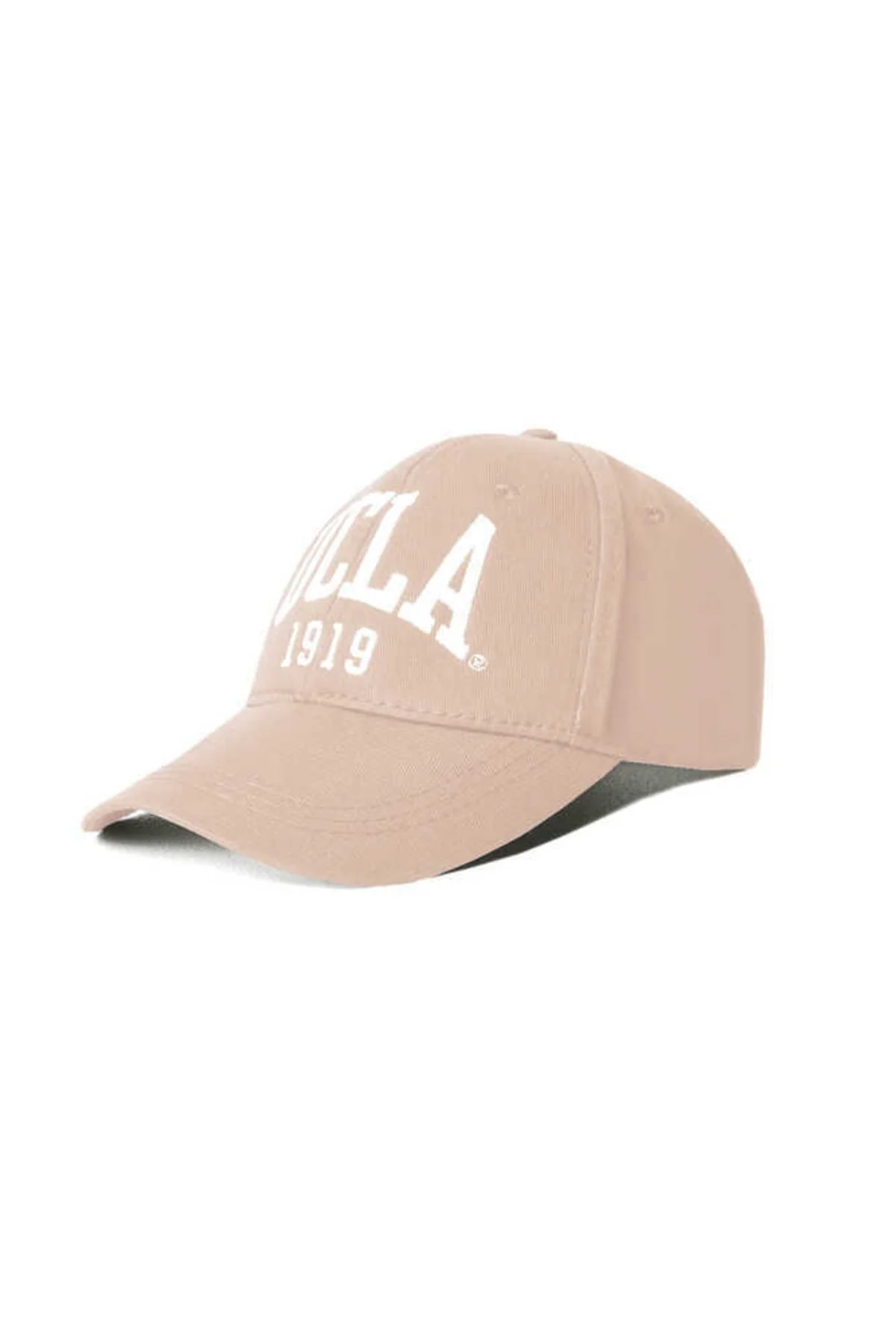 Beige embroidered cotton baseball cap with adjustable fit