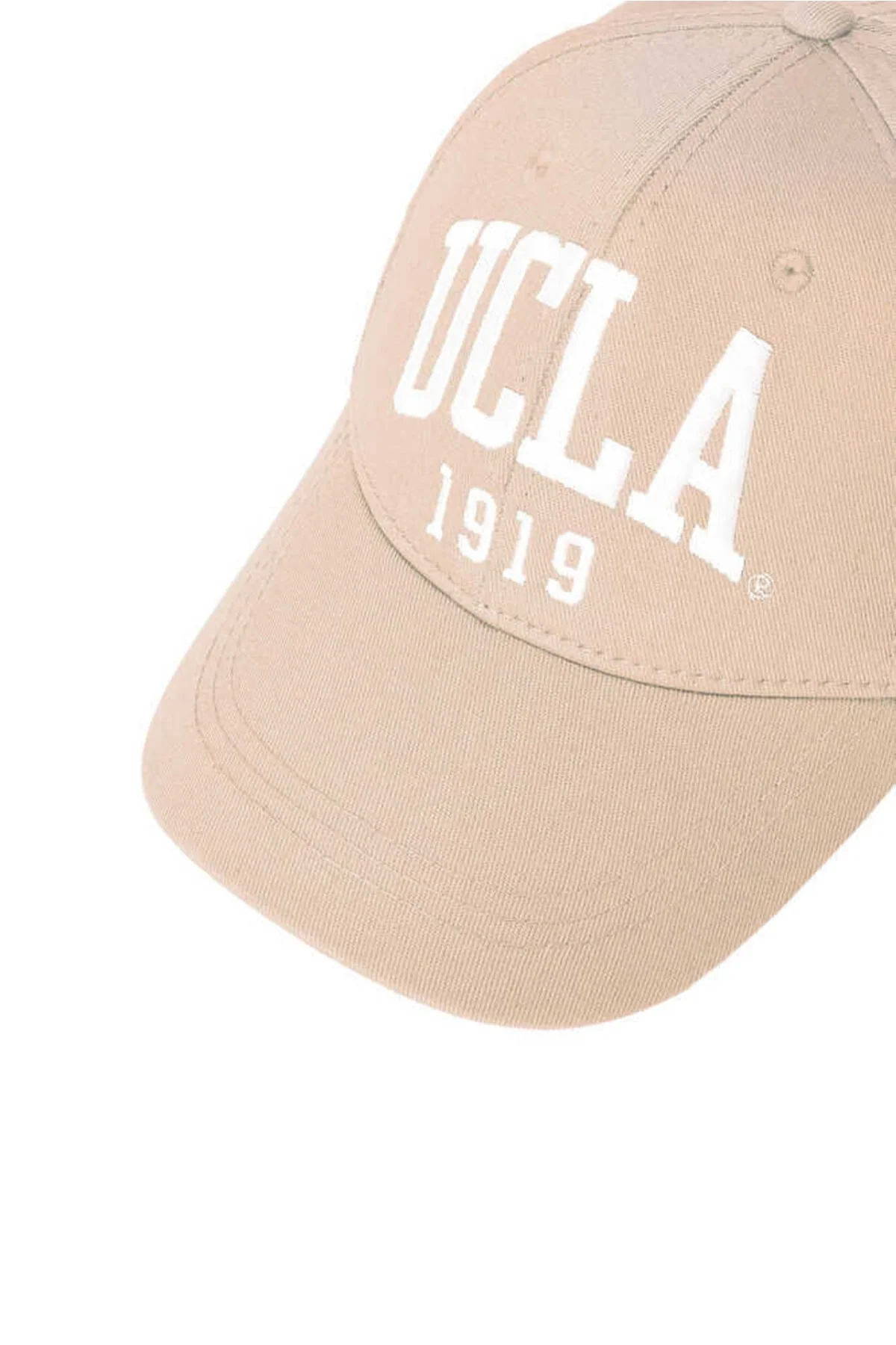 Beige embroidered cotton baseball cap with adjustable fit
