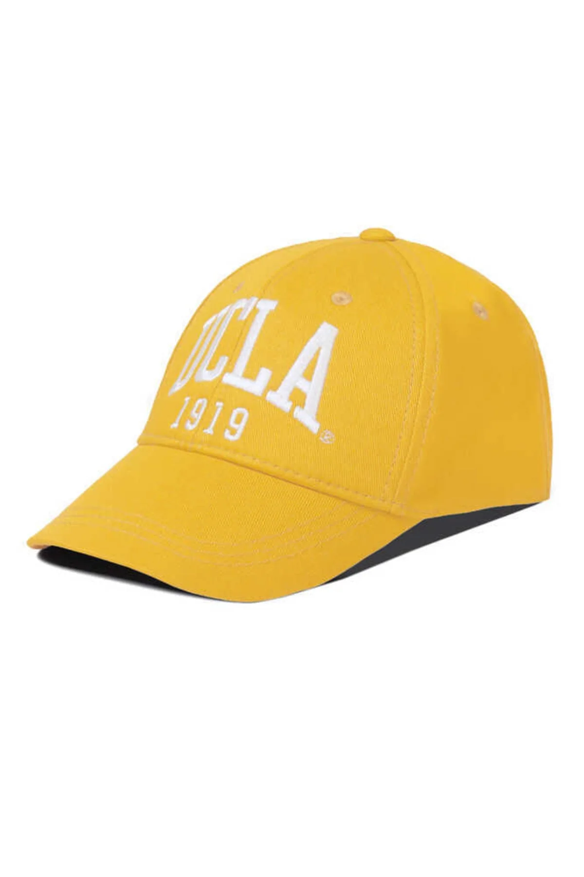 Yellow embroidered cotton baseball cap for men and women