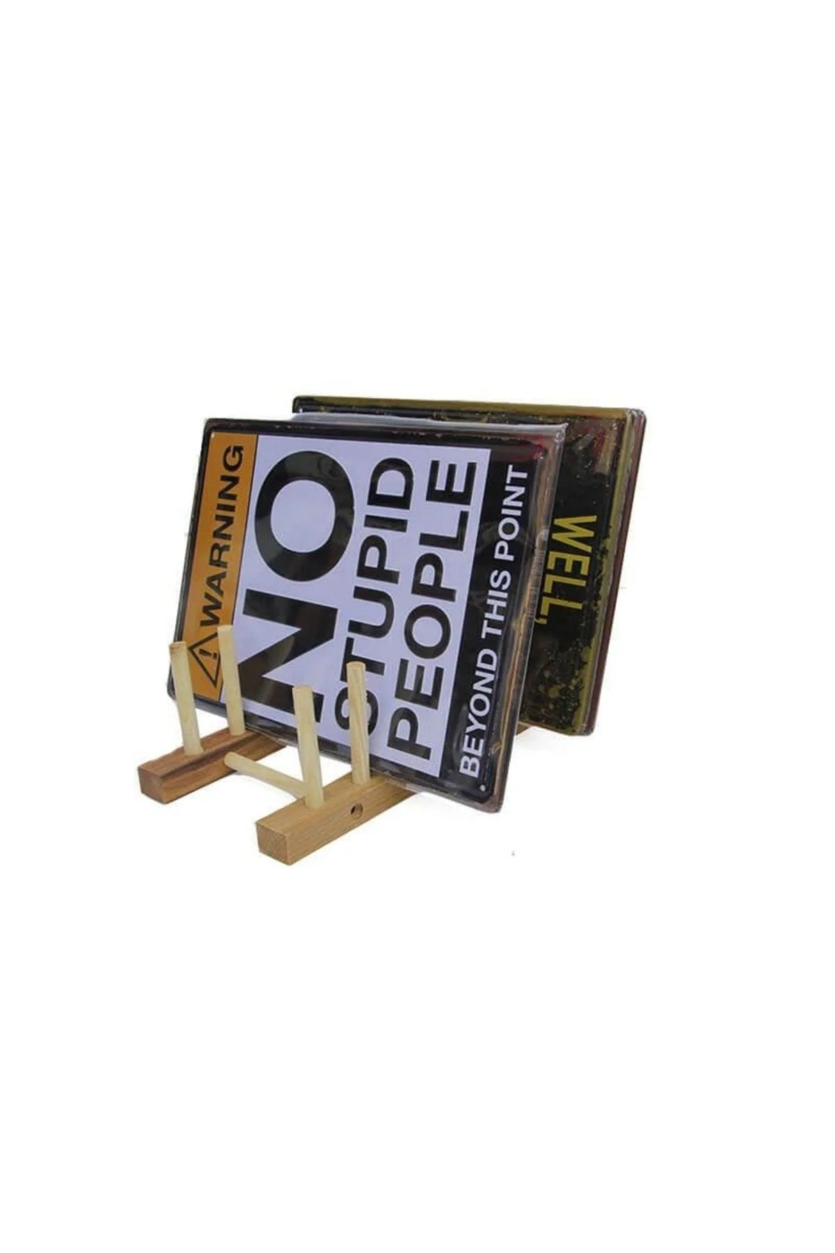 Bamboo plaque stand with LED lights
