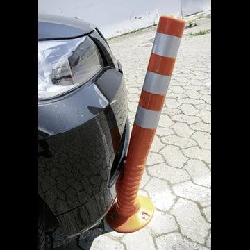 Flexible polyurethane parking post with mounting hardware