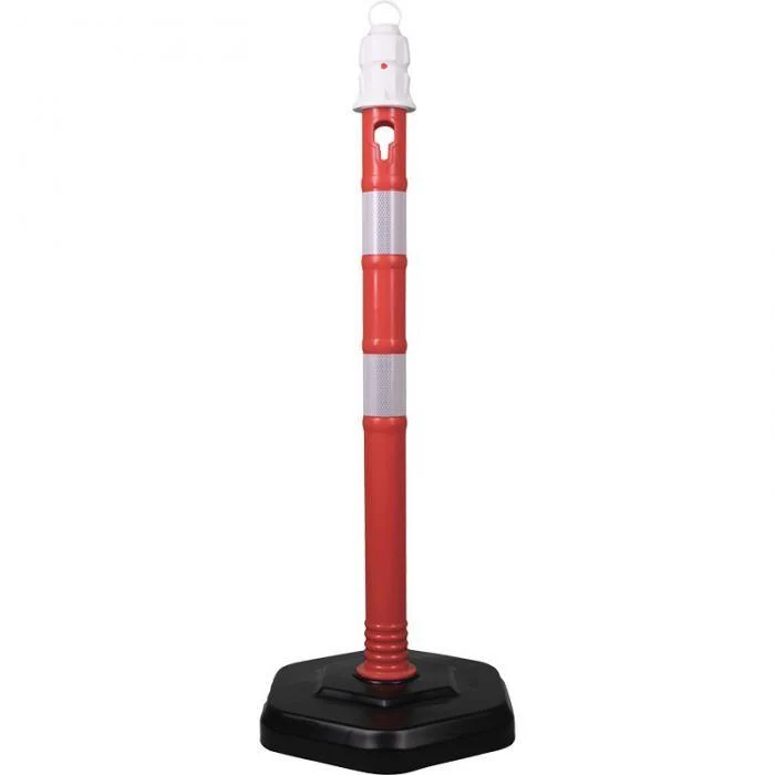 Reflective polypropylene barrier posts with bayonet feet