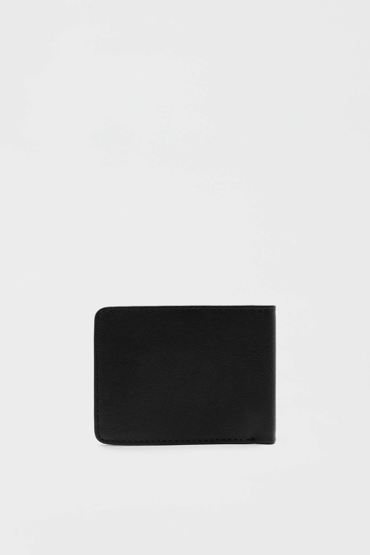 Black faux leather wallet with embossed logo