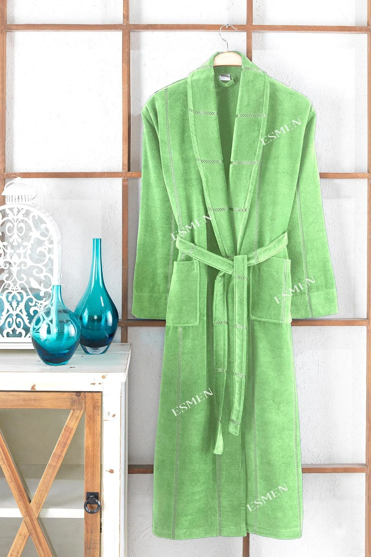Green velvet bathrobe