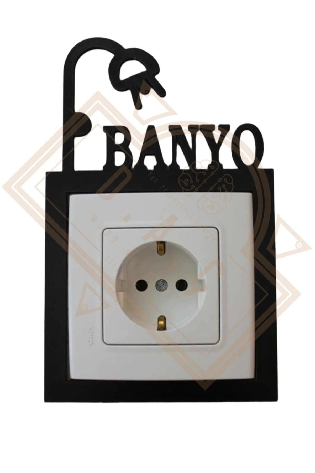 Black MDF Bathroom Socket Cover – 3 mm Thickness