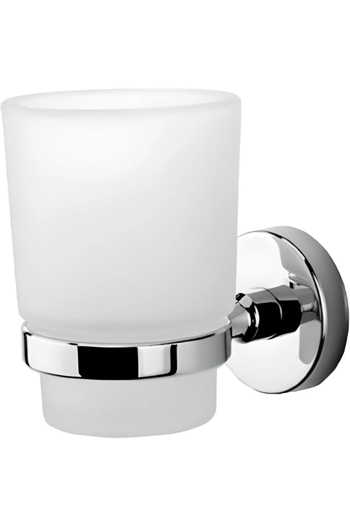 Chrome and black bathroom toothbrush holder with mounting hardware