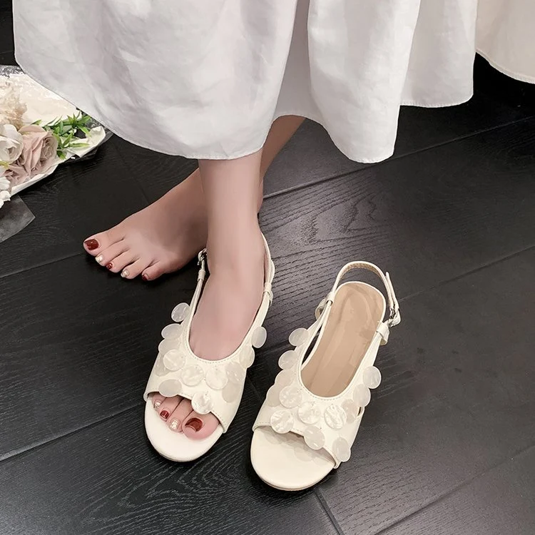 Beachy Boho Slingback Sandals - Adjustable Ankle Strap Flat Shoes