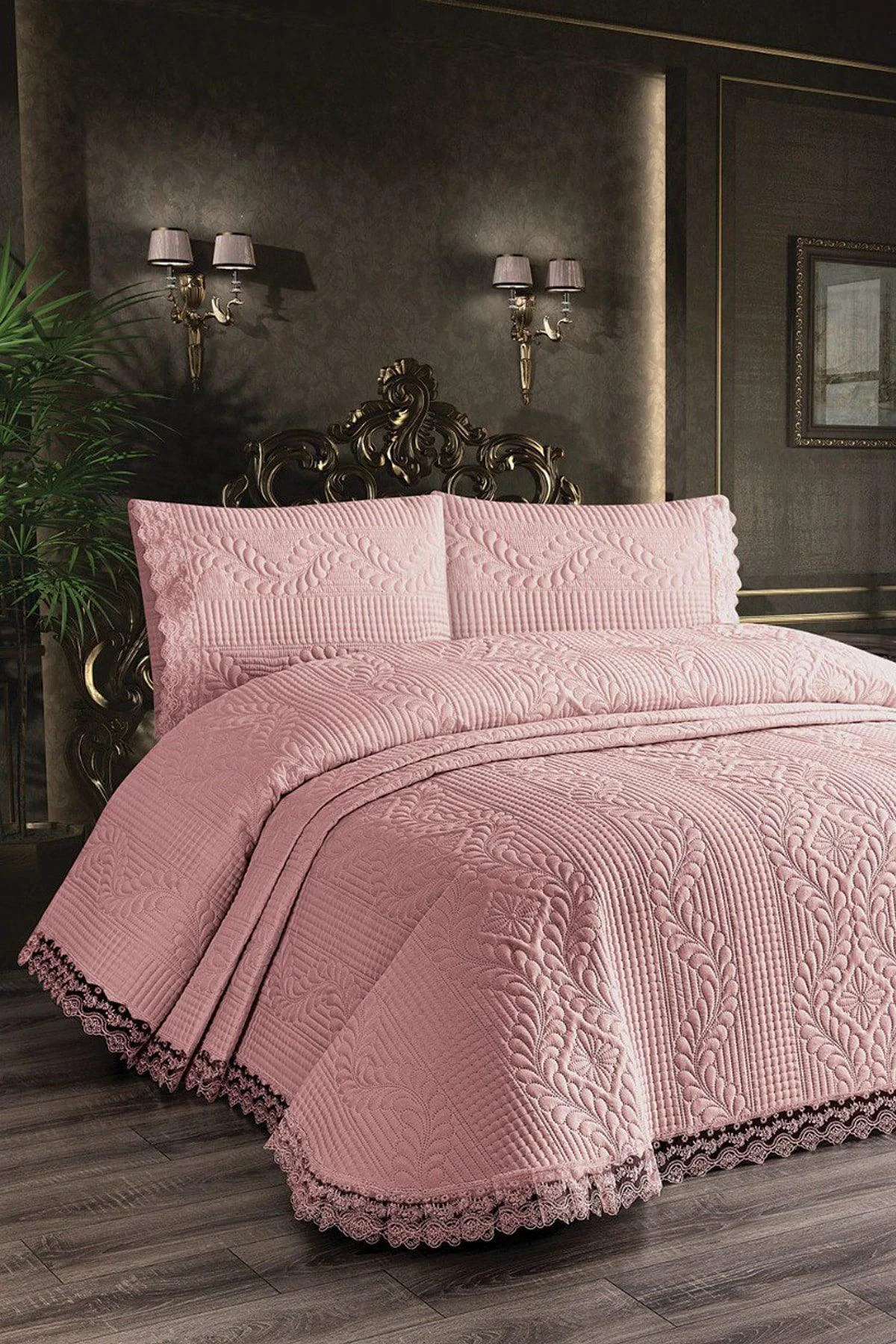 Powder double bedspread with microfiber and interlining, 250x260 cm