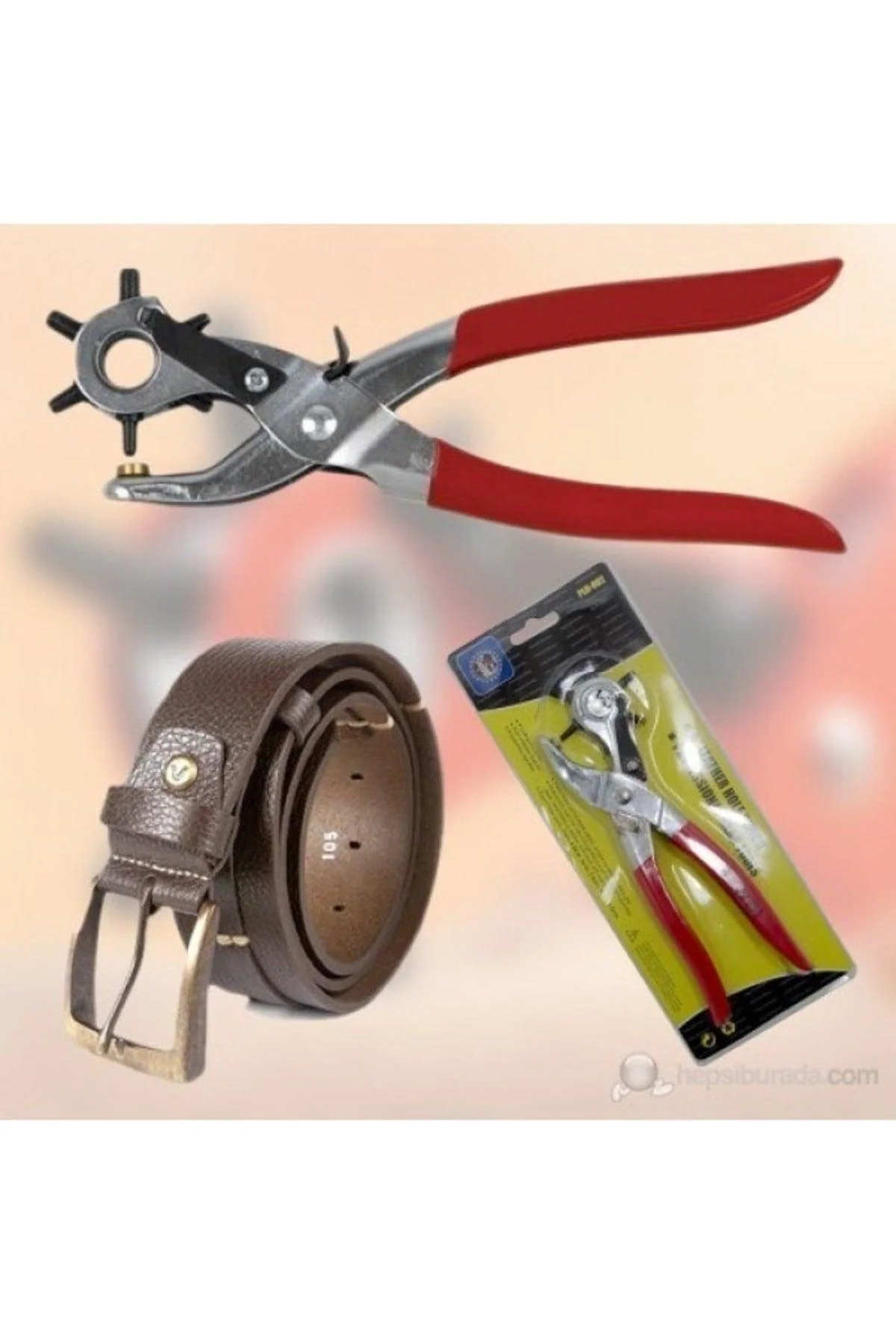 Belt hole punch pliers for adjusting leather and fabric belts