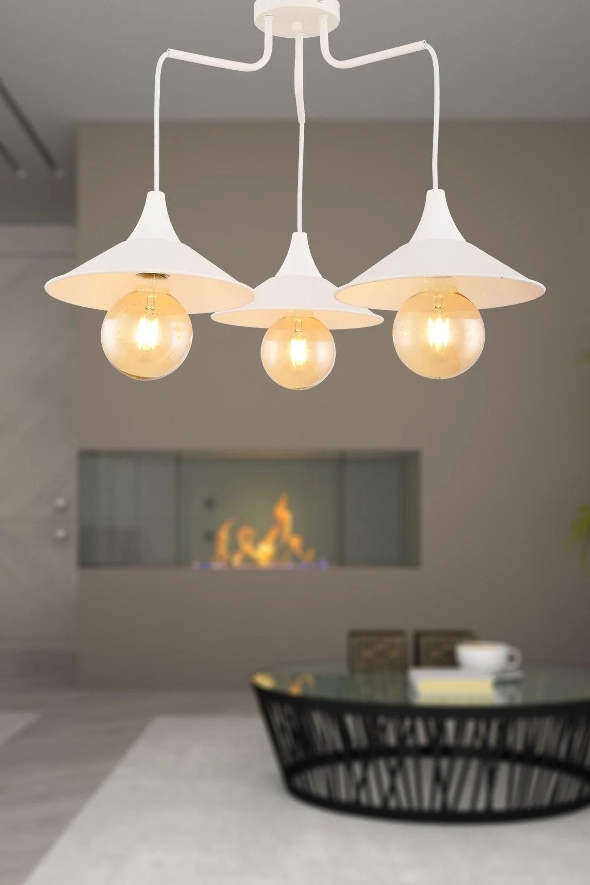 White electrostatic painted adjustable chandelier for contemporary interiors