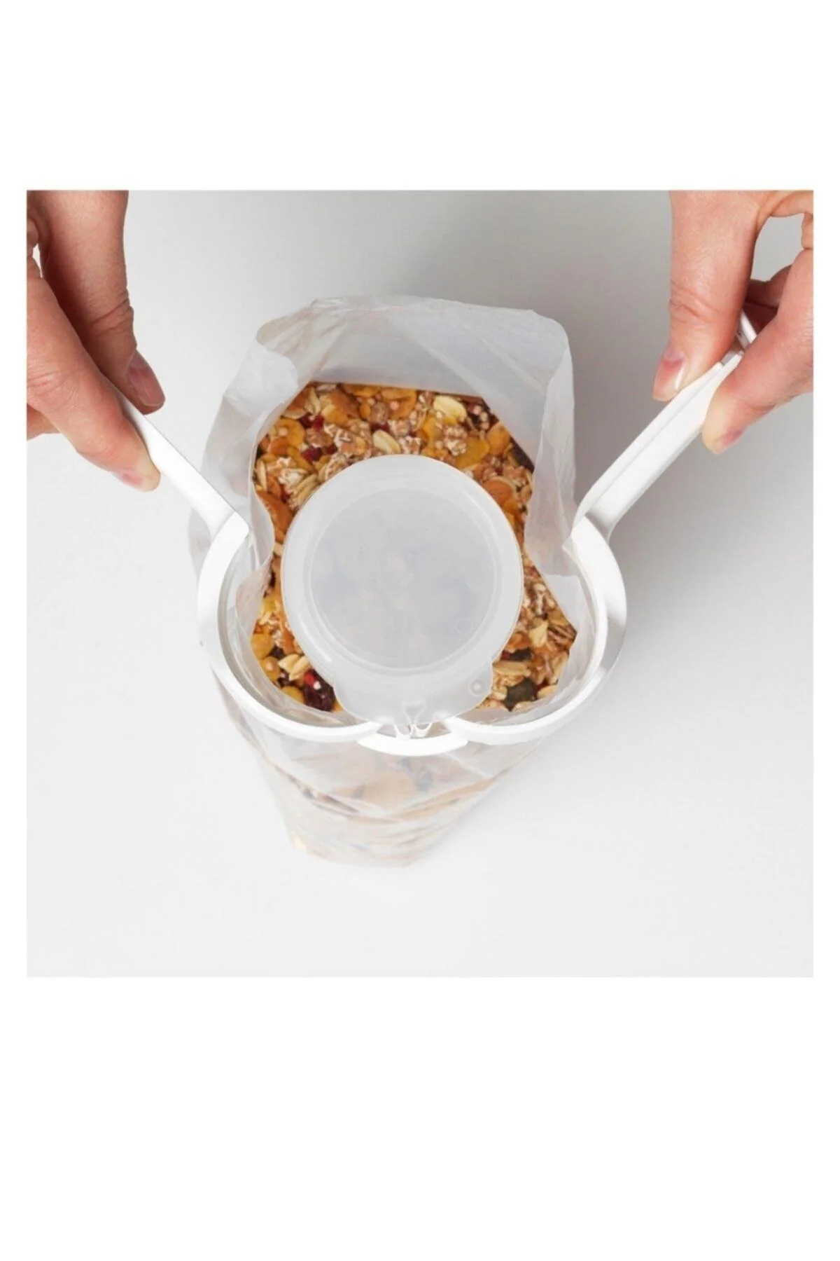 White Polypropylene Airtight Zipper Bag Clip with Lid