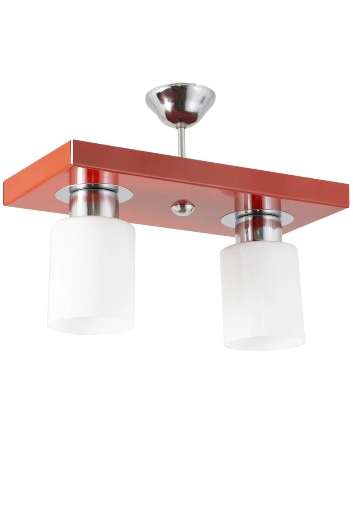 Red rectangle metal chandelier with frosted glass for modern lighting