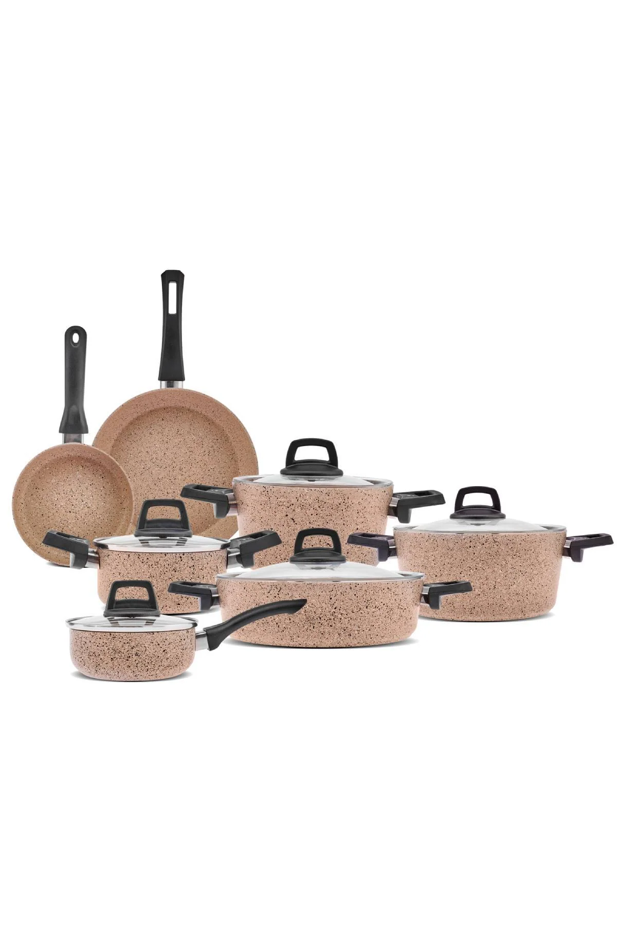 12-piece granite-coated stainless steel cookware set
