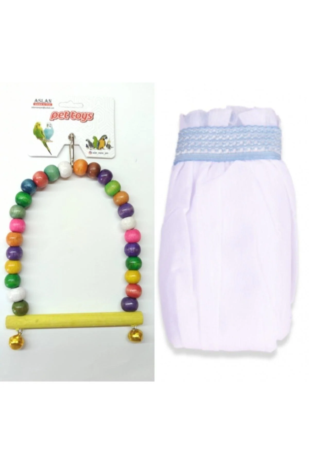 Wooden bead bird swing for cage