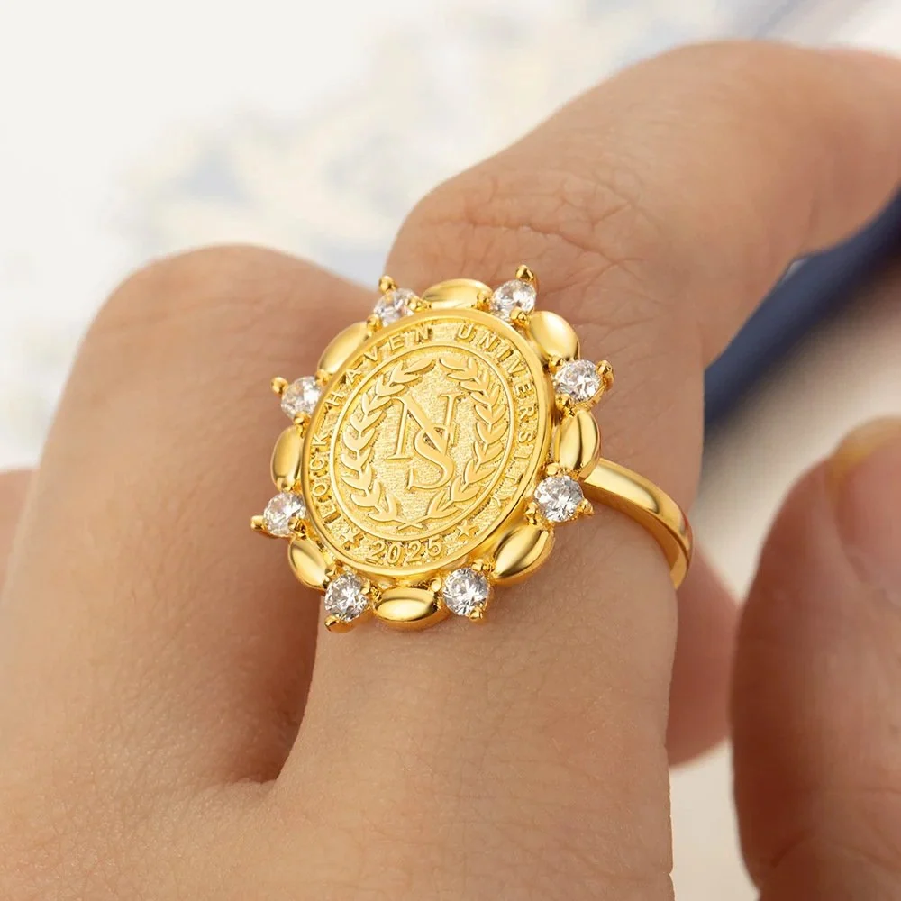 Birthstone Custom Engraved Copper Ring