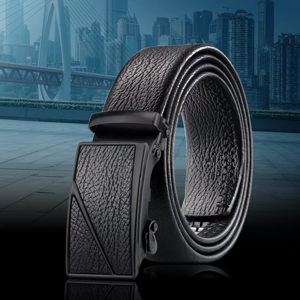 Black Bark Pattern Men's Scratch-Resistant Leather Belt