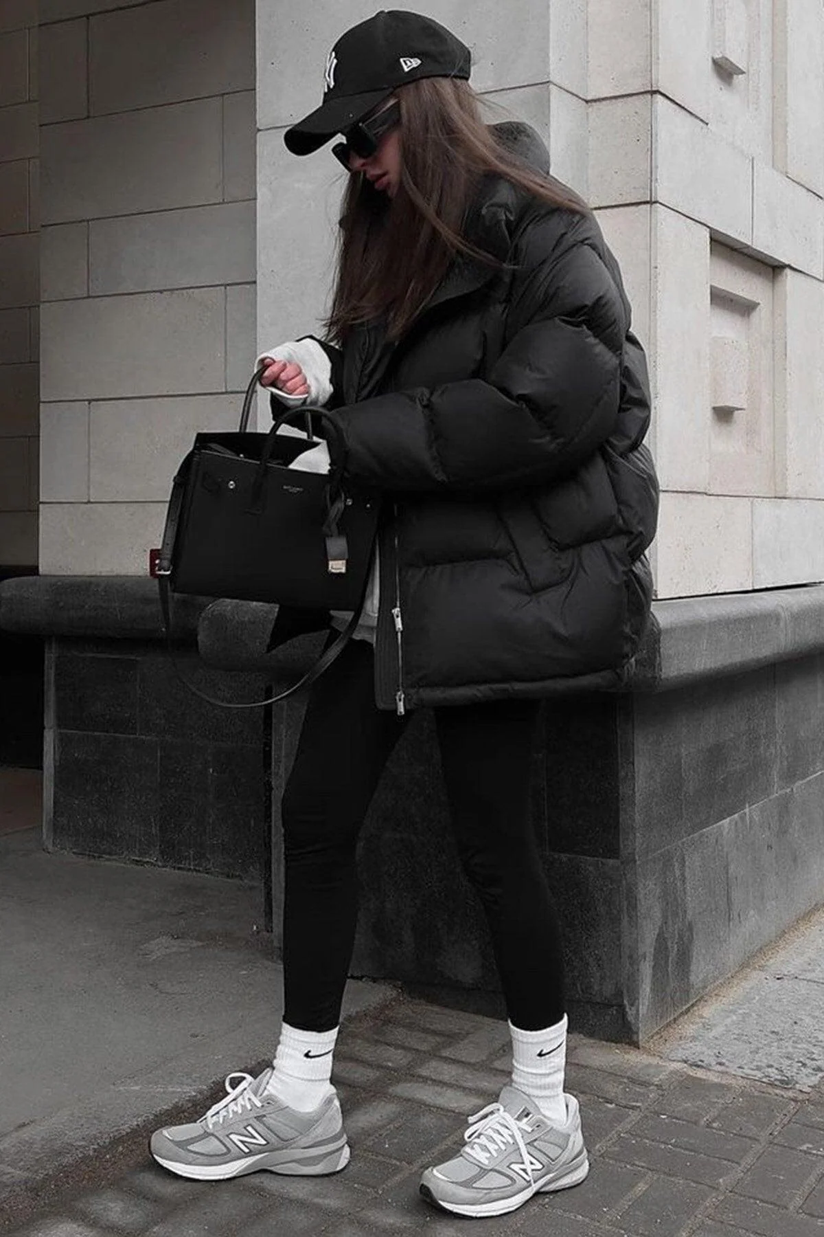 Black Basic Women's Down Jacket with Polyester Fill