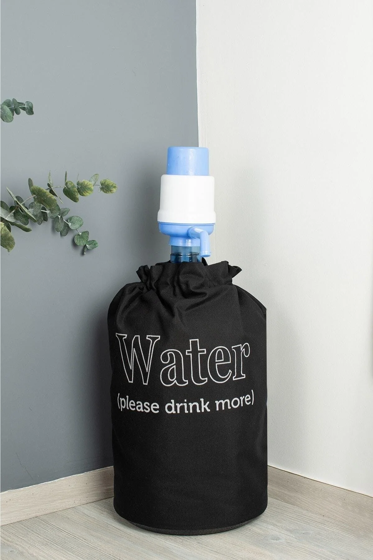 Black decorative carboy cover with water and stain resistant properties