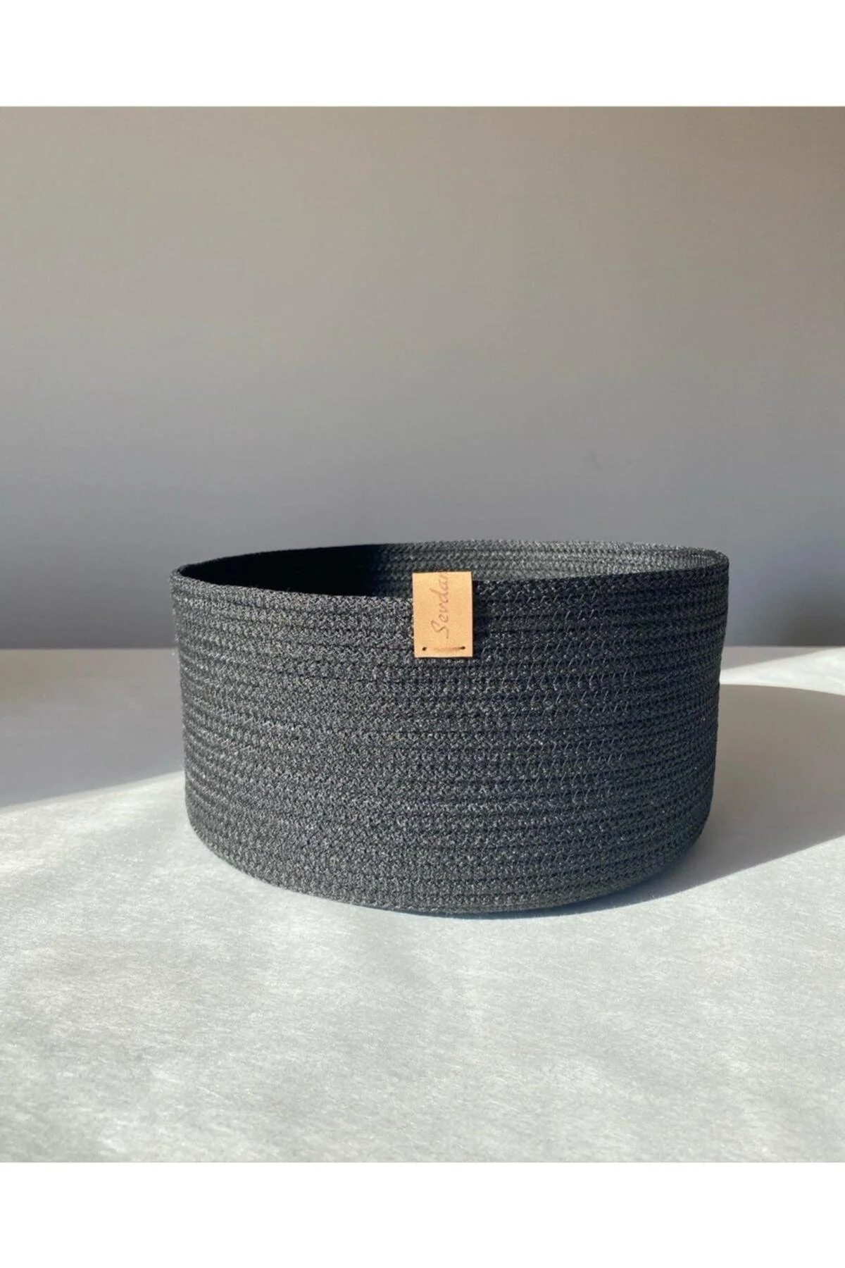 Large black cord rope storage basket in multiple sizes