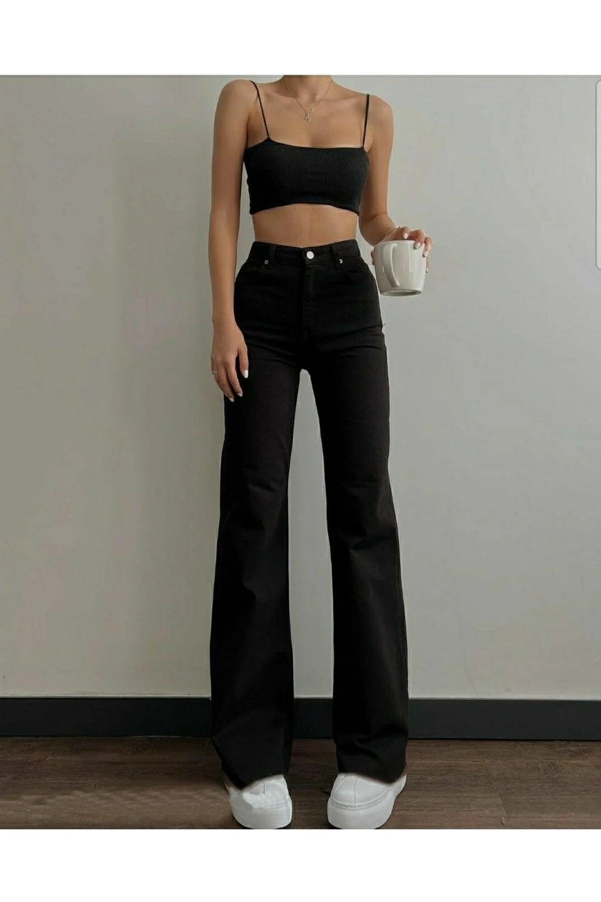 Women's black Lycra cuffed jeans