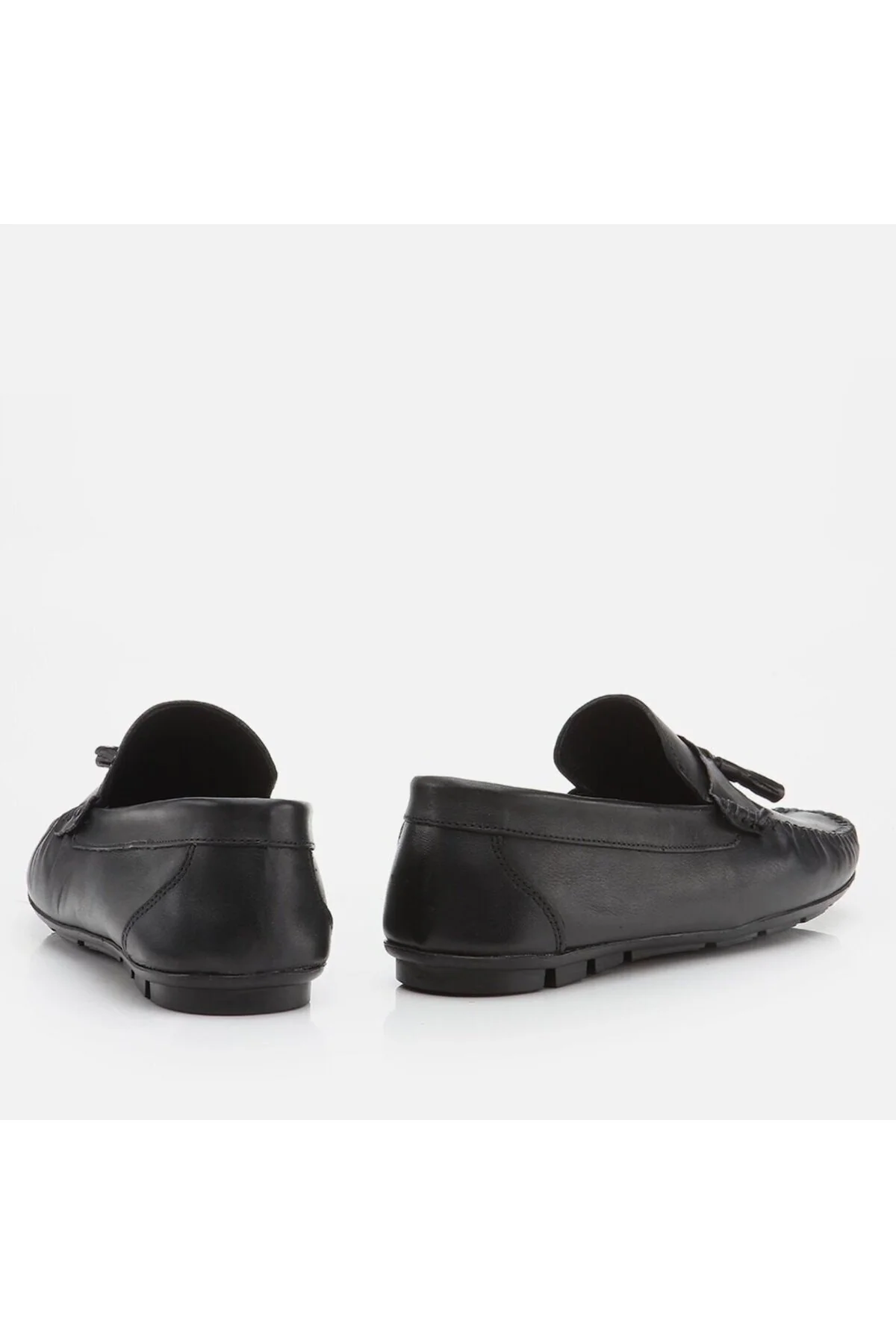 Men's black leather dress shoes with full-grain construction