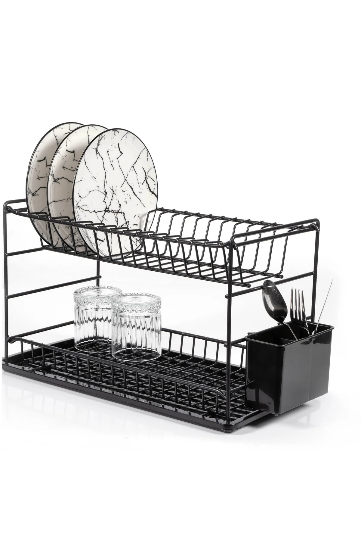 50cm Stainless Steel Two-Tier Modular Dish Rack with PE Coating