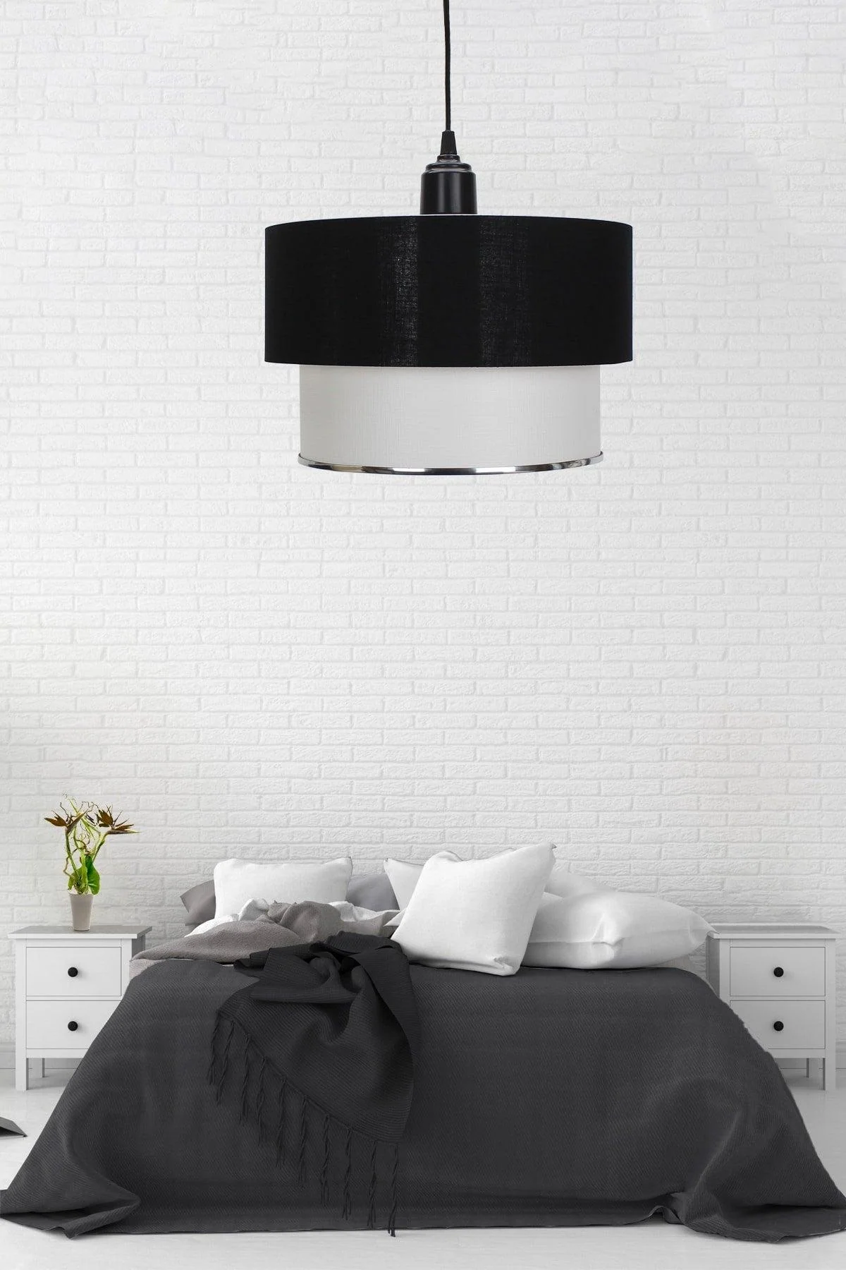 Black Silver Leaf Decorative Pendant Chandelier with Eye-Comfort Light