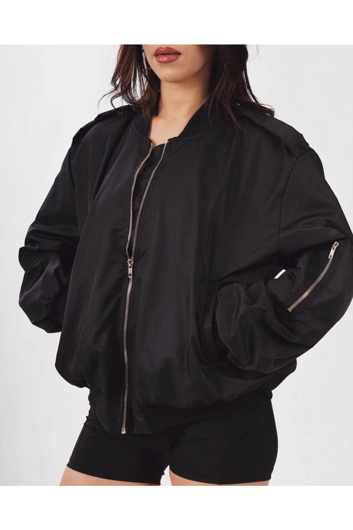 Unisex oversized bomber jacket in cotton blend