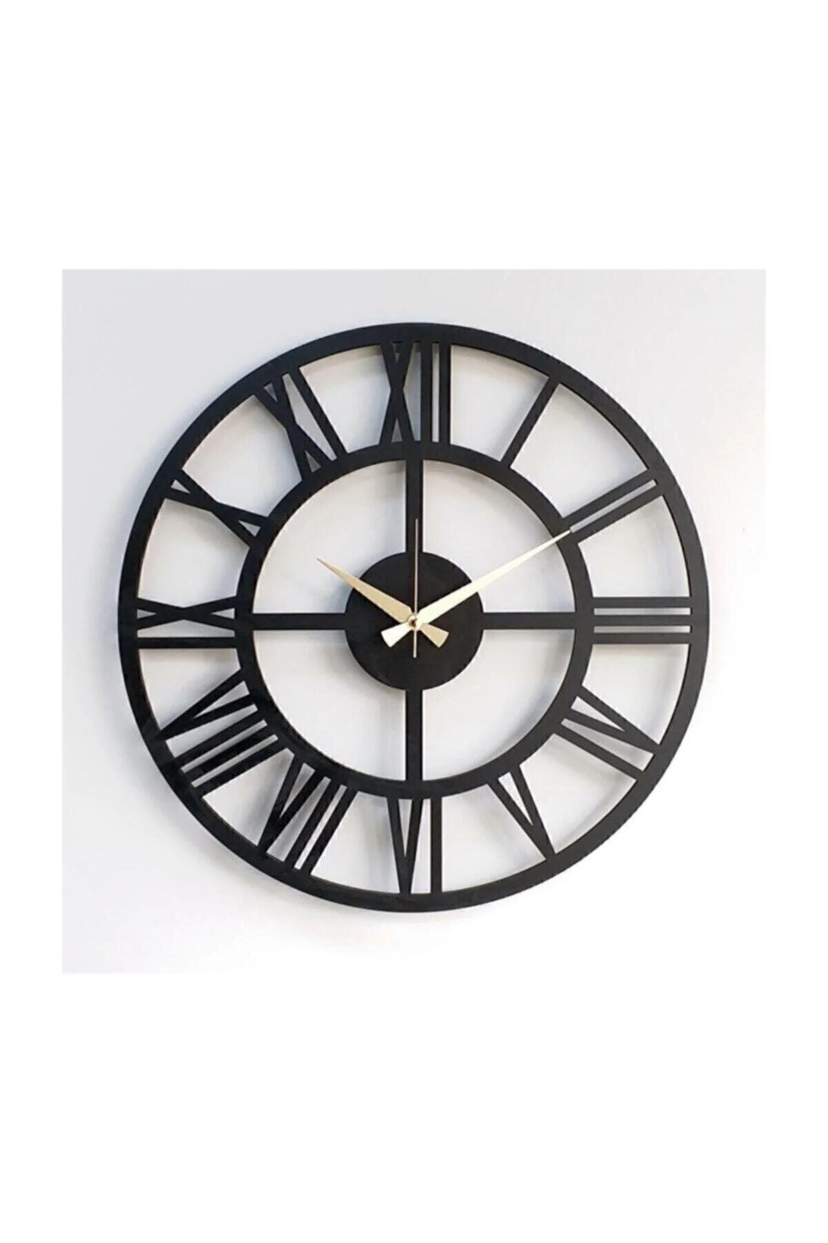 Wooden Wall Clock Made of 3mm MDF in Black Finish, 40 cm