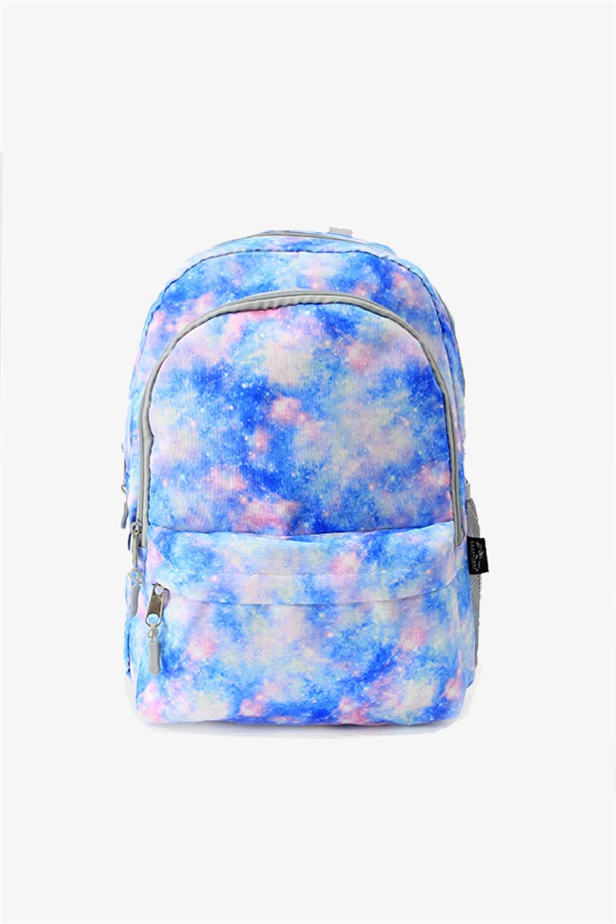 Blue patterned triple school bag set with lunch box and pen holder