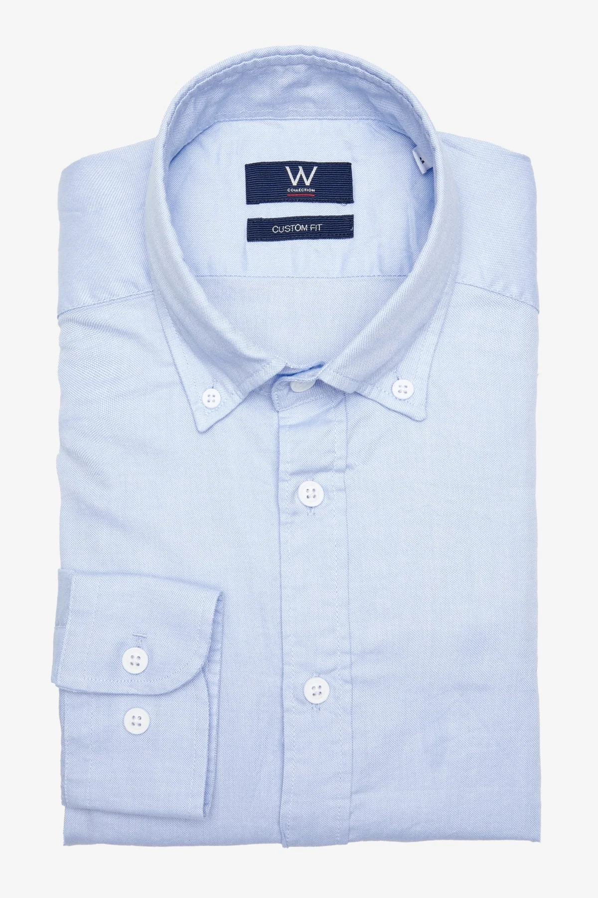 Blue oxford shirt with button-down collar and 100% cotton fabric