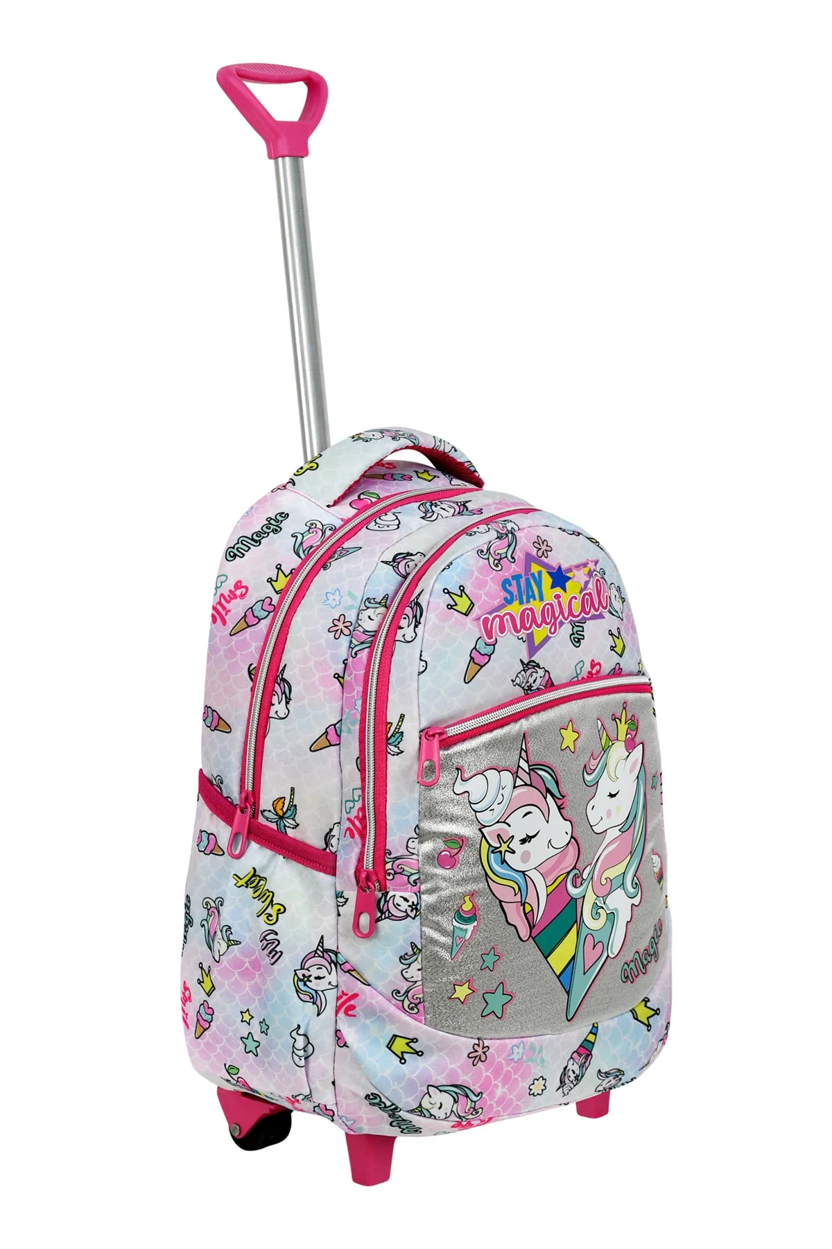 Blue unicorn pattern school backpack and lunch box set