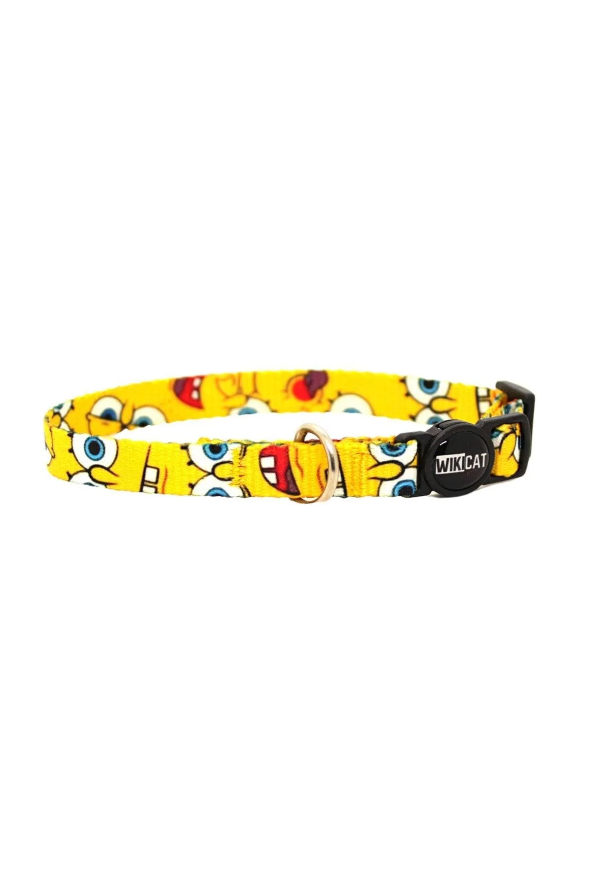 Adjustable polyester cat collar with safety release buckle and bell