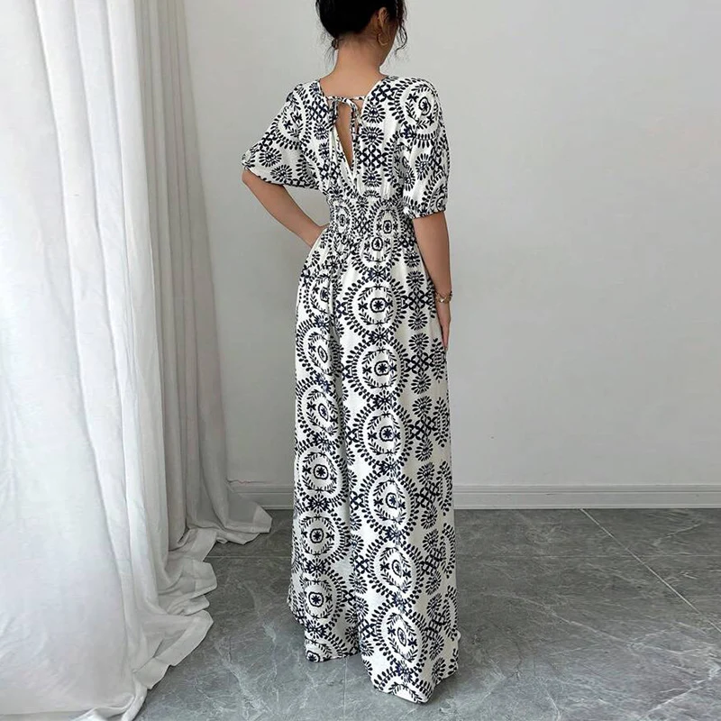 Boho Wide-Leg Jumpsuit with Pockets