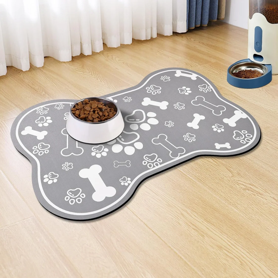 Bone Shaped Pet Feeding Mat with Rubber Backing